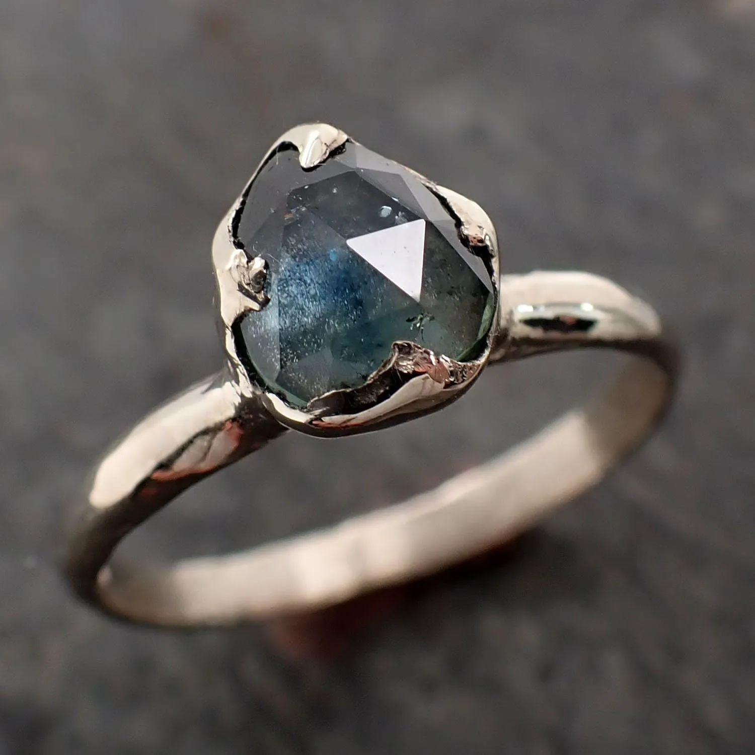 fancy cut montana blue sapphire 14k white gold solitaire ring gold gemstone engagement ring 2993 Alternative Engagement