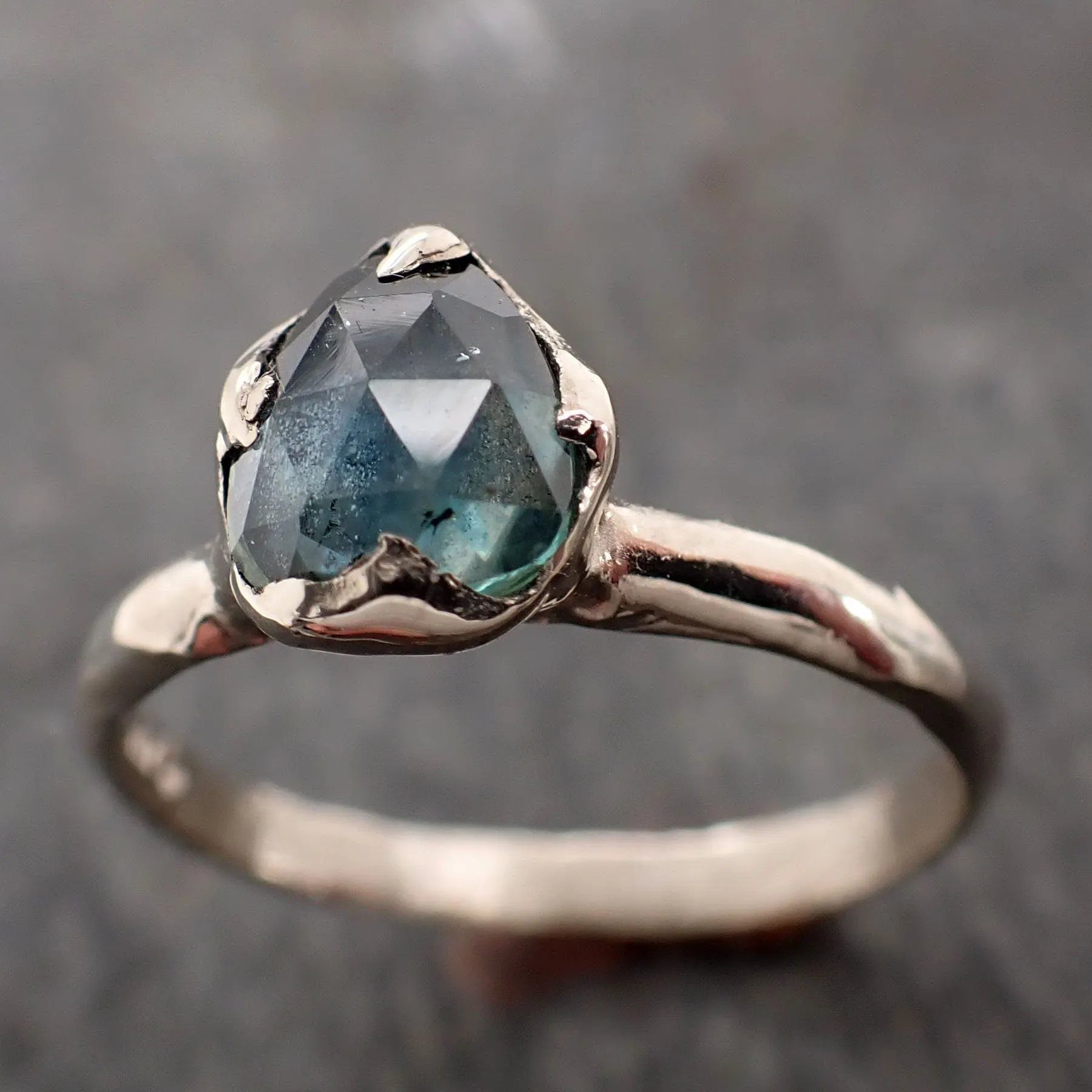 fancy cut montana blue sapphire 14k white gold solitaire ring gold gemstone engagement ring 2993 Alternative Engagement