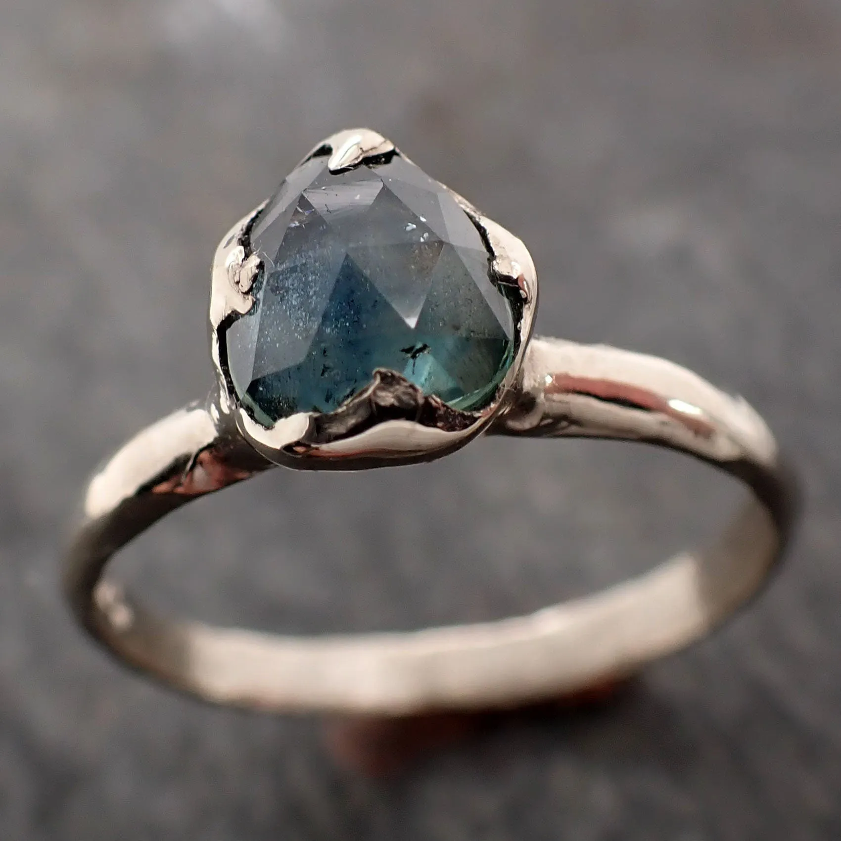 fancy cut montana blue sapphire 14k white gold solitaire ring gold gemstone engagement ring 2993 Alternative Engagement