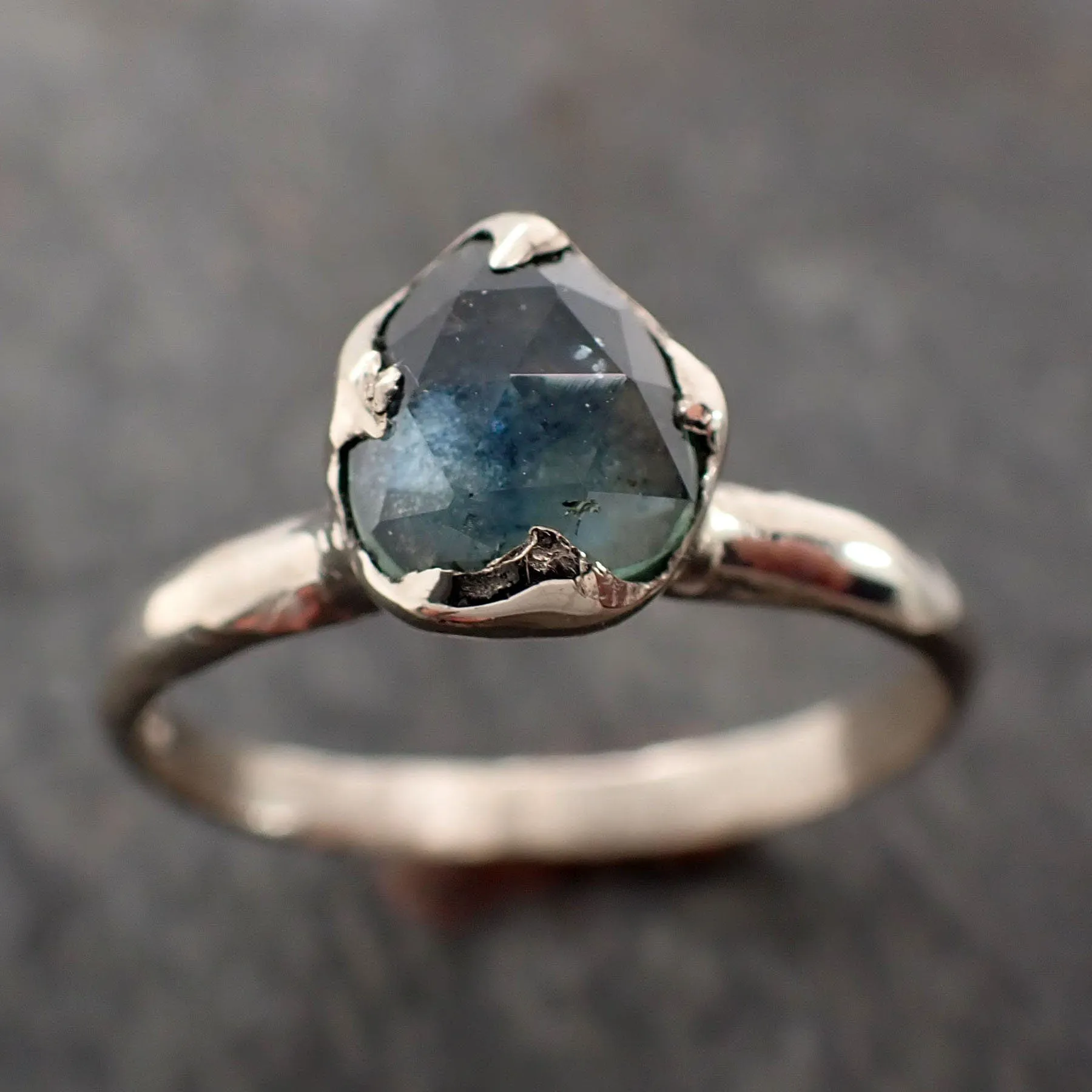 fancy cut montana blue sapphire 14k white gold solitaire ring gold gemstone engagement ring 2993 Alternative Engagement