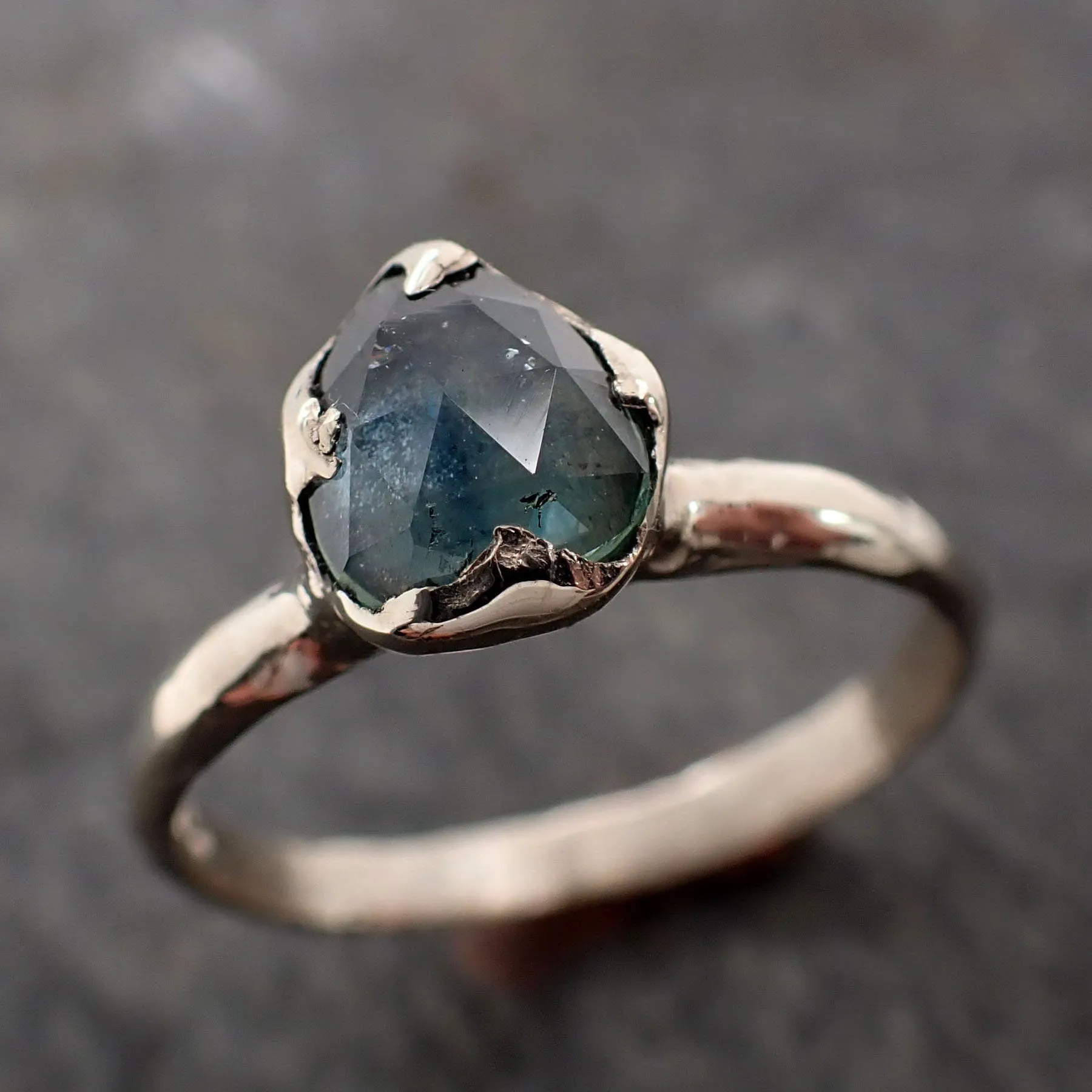 fancy cut montana blue sapphire 14k white gold solitaire ring gold gemstone engagement ring 2993 Alternative Engagement