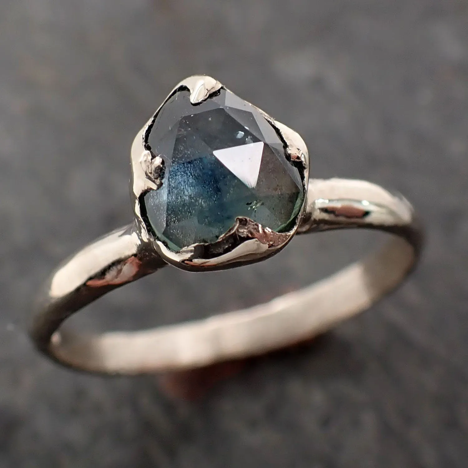 fancy cut montana blue sapphire 14k white gold solitaire ring gold gemstone engagement ring 2993 Alternative Engagement