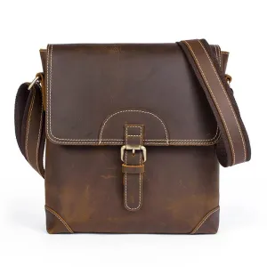 Fashion Leather Shoulder Bag Men’s Vintage Crossbody School Bag