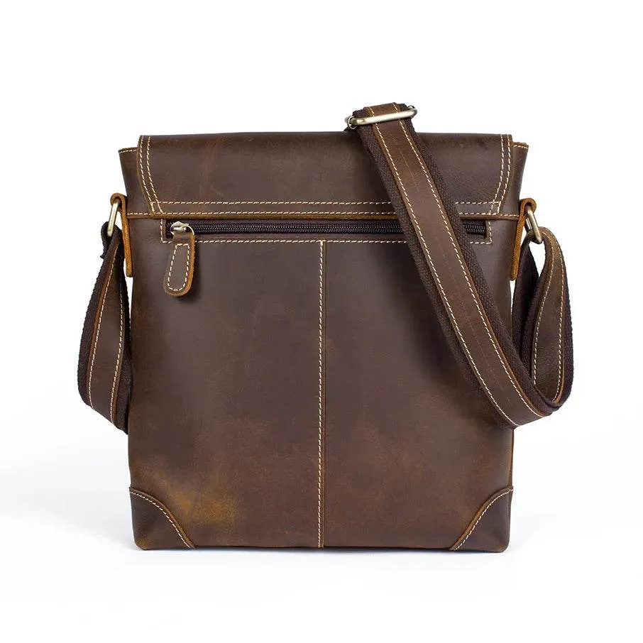 Fashion Leather Shoulder Bag Men’s Vintage Crossbody School Bag