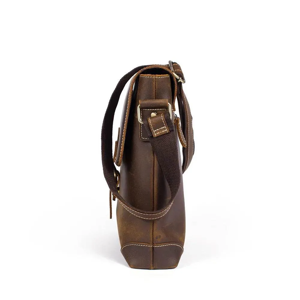Fashion Leather Shoulder Bag Men’s Vintage Crossbody School Bag