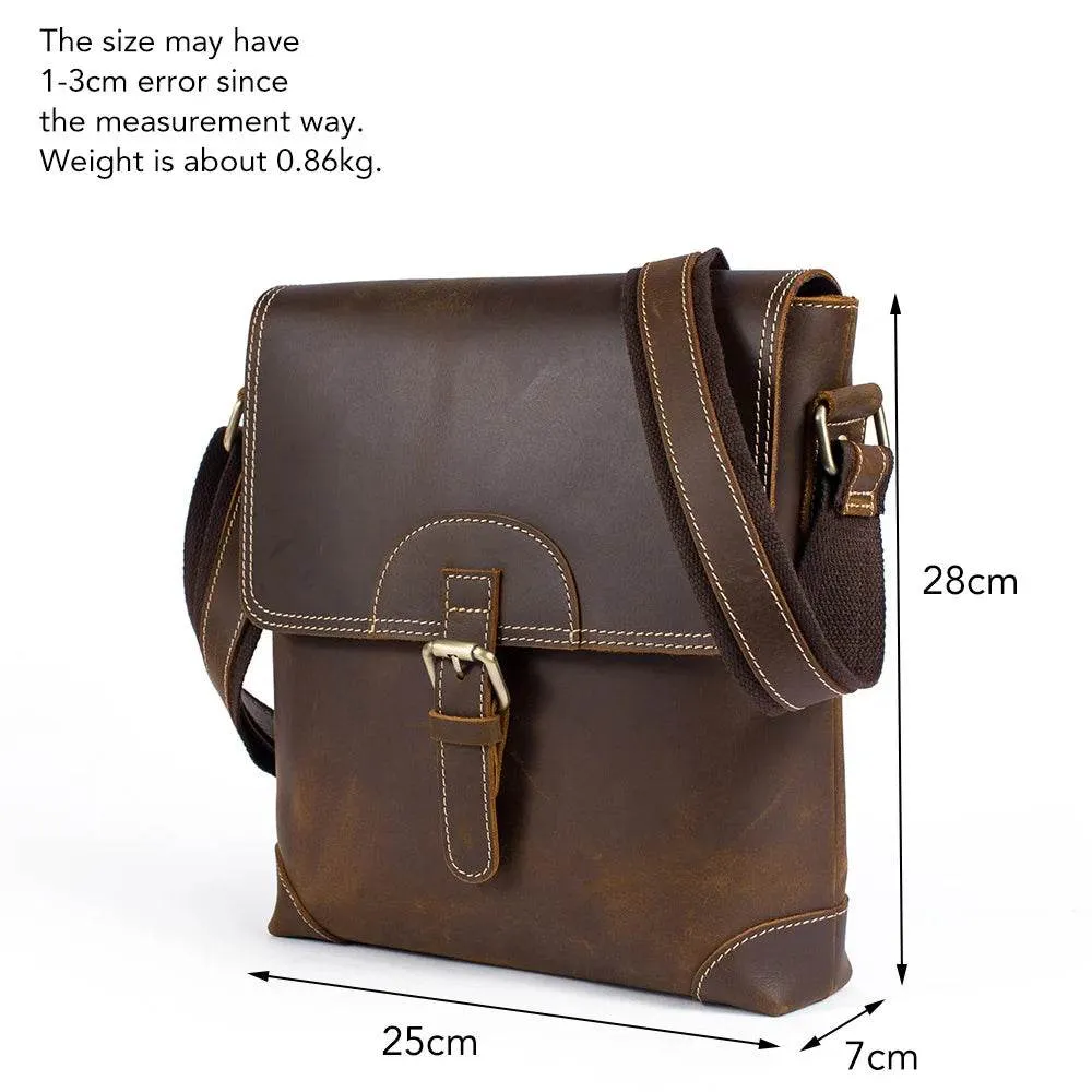 Fashion Leather Shoulder Bag Men’s Vintage Crossbody School Bag