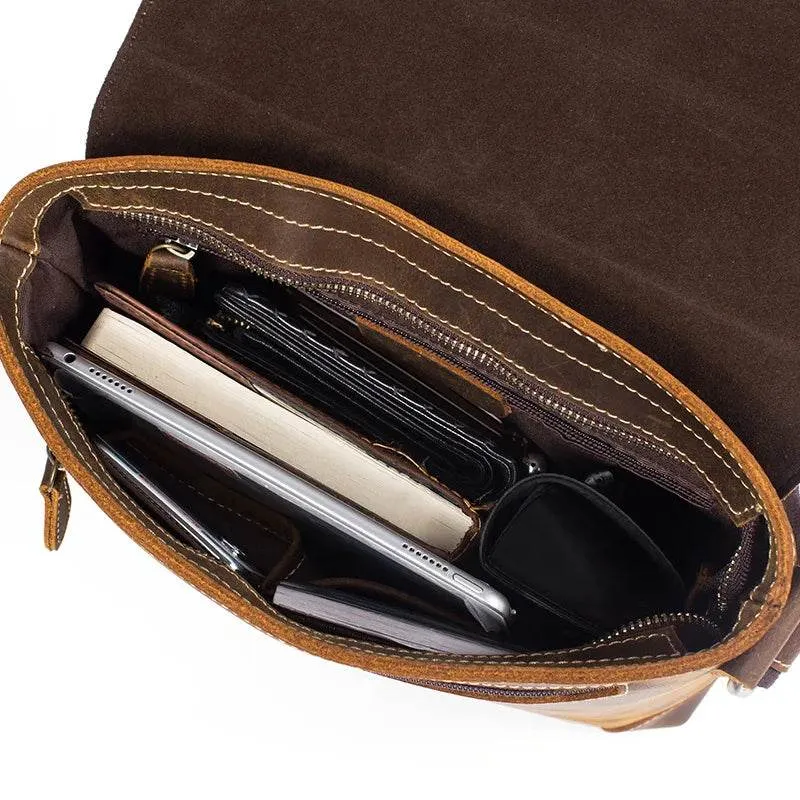 Fashion Leather Shoulder Bag Men’s Vintage Crossbody School Bag
