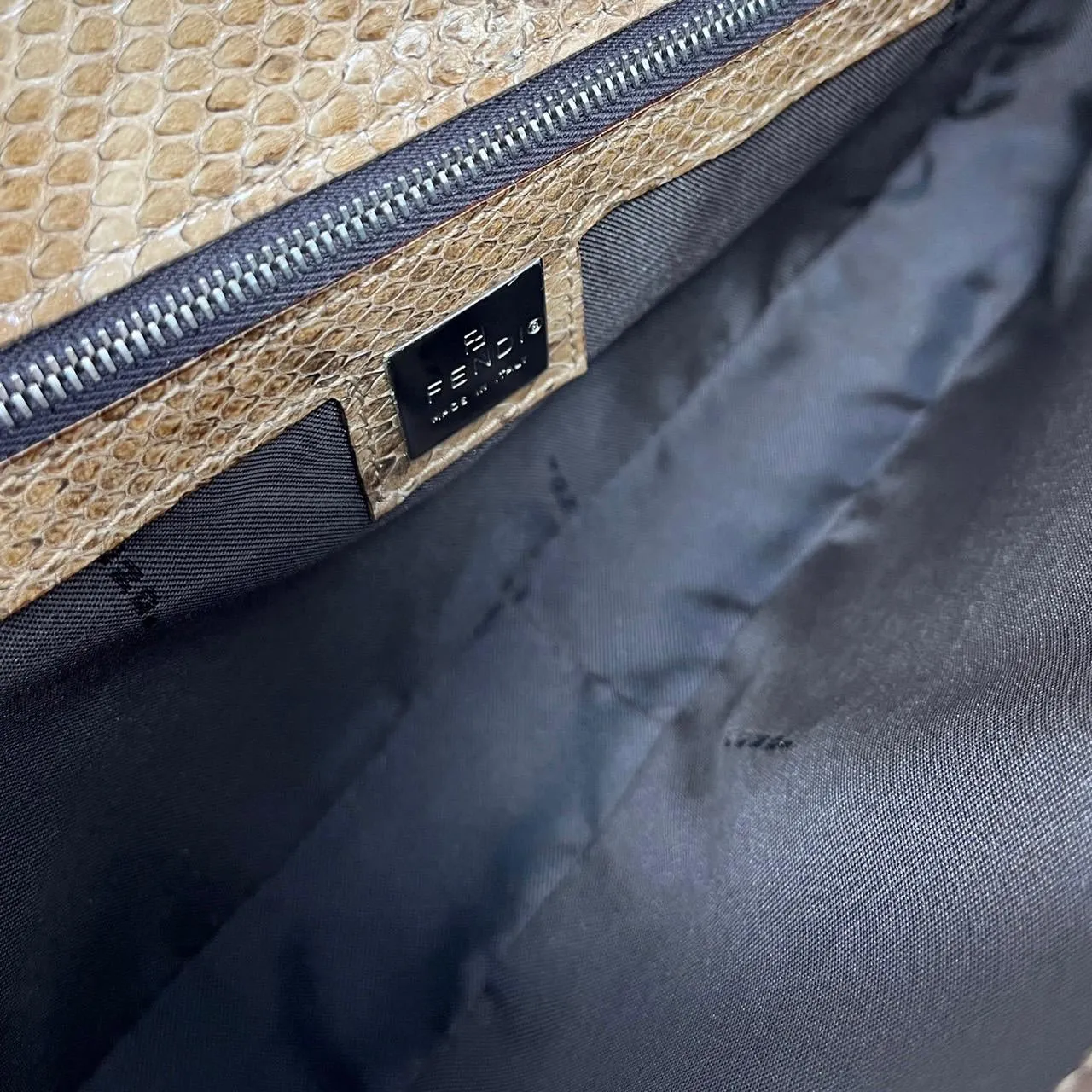 Fendi Brown Snakeskin Baguette