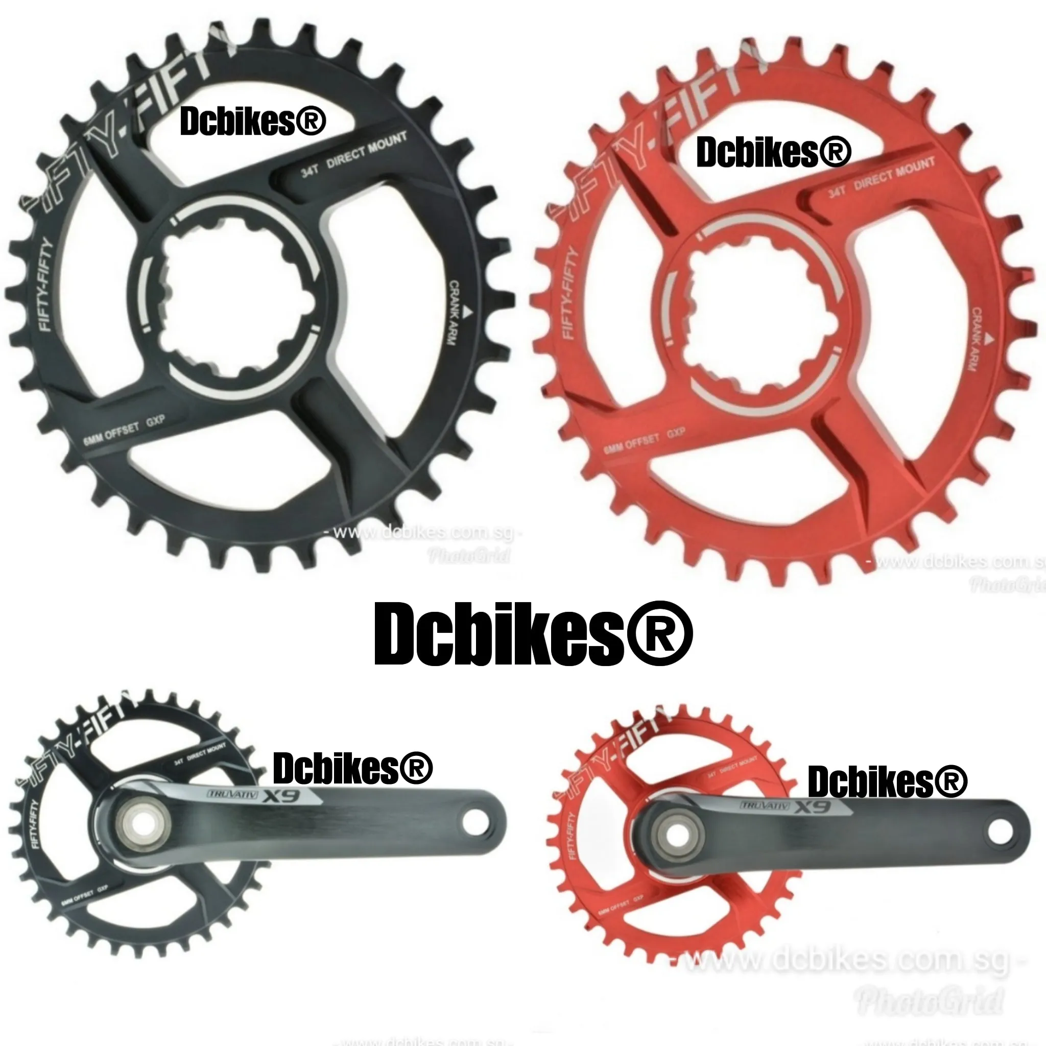 Fifty-Fifty X Sram DUB GXP Direct Mount Narrow Wide Guide Chain Rings 6mm Offset