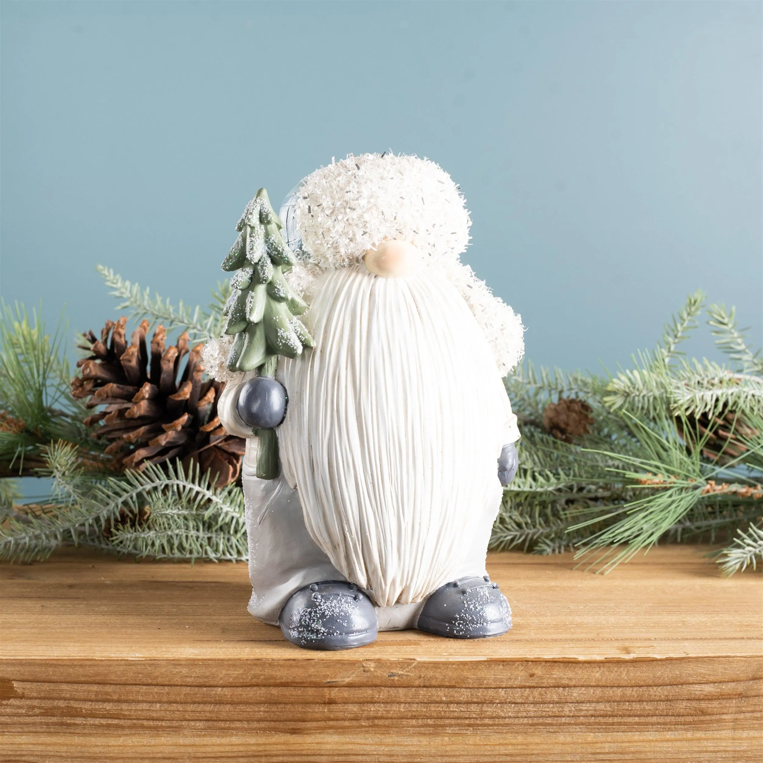 Gnome with Pine Tree Figurine (Set of 2)