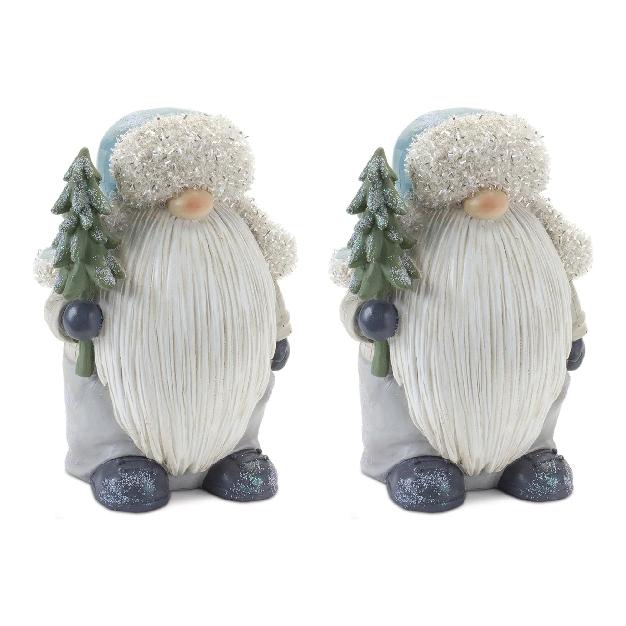 Gnome with Pine Tree Figurine (Set of 2)