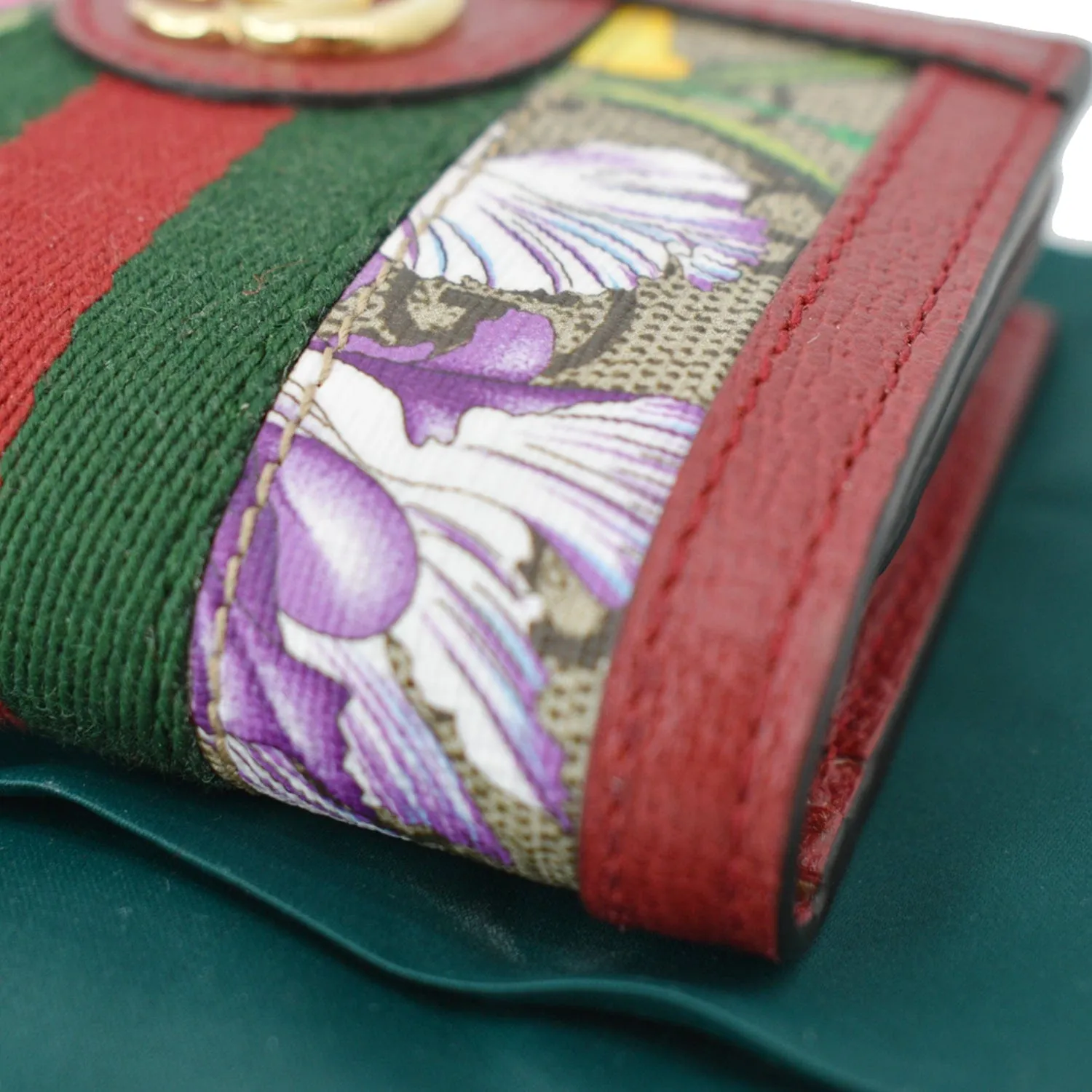 GUCCI Ophidia Flora GG Supreme Canvas Card Case Wallet Red 523155 - 10% Off