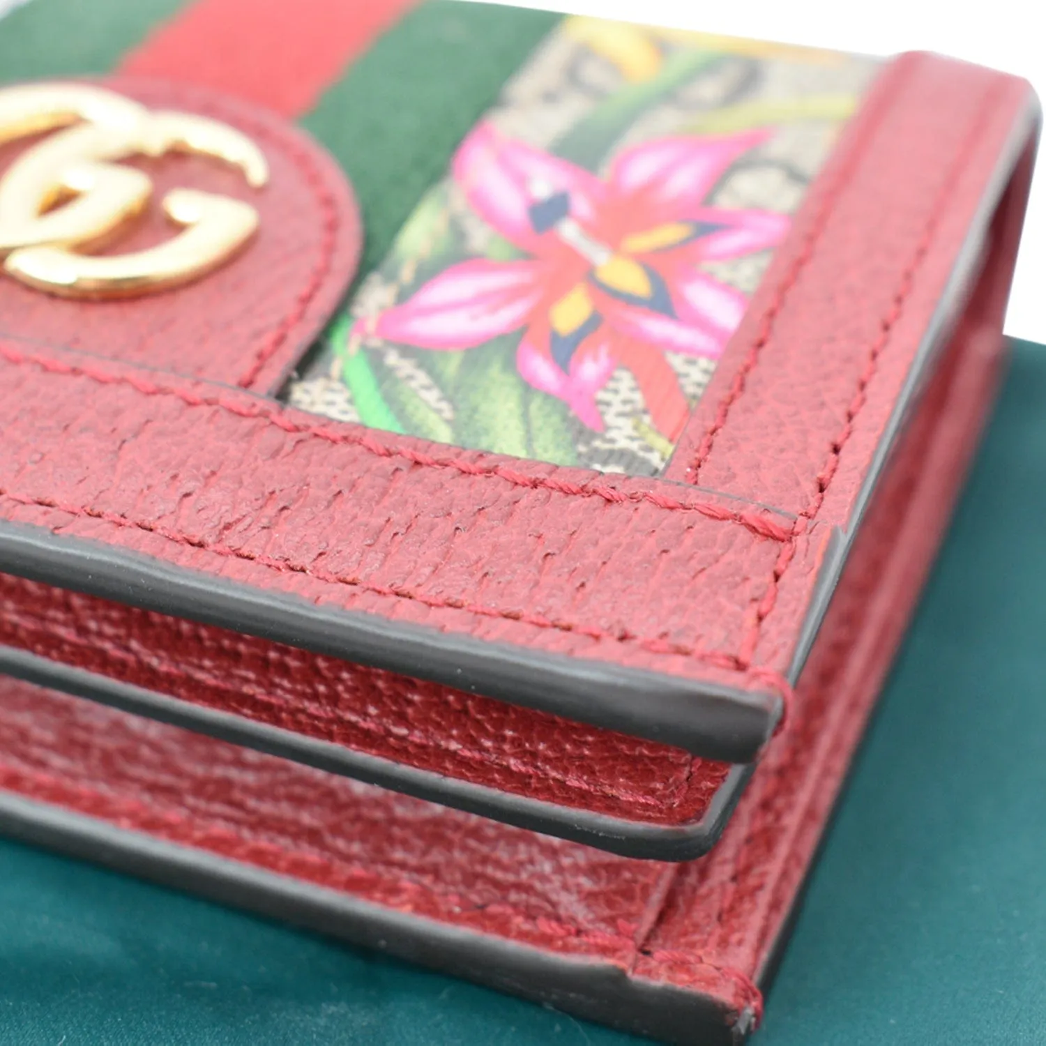 GUCCI Ophidia Flora GG Supreme Canvas Card Case Wallet Red 523155 - 10% Off