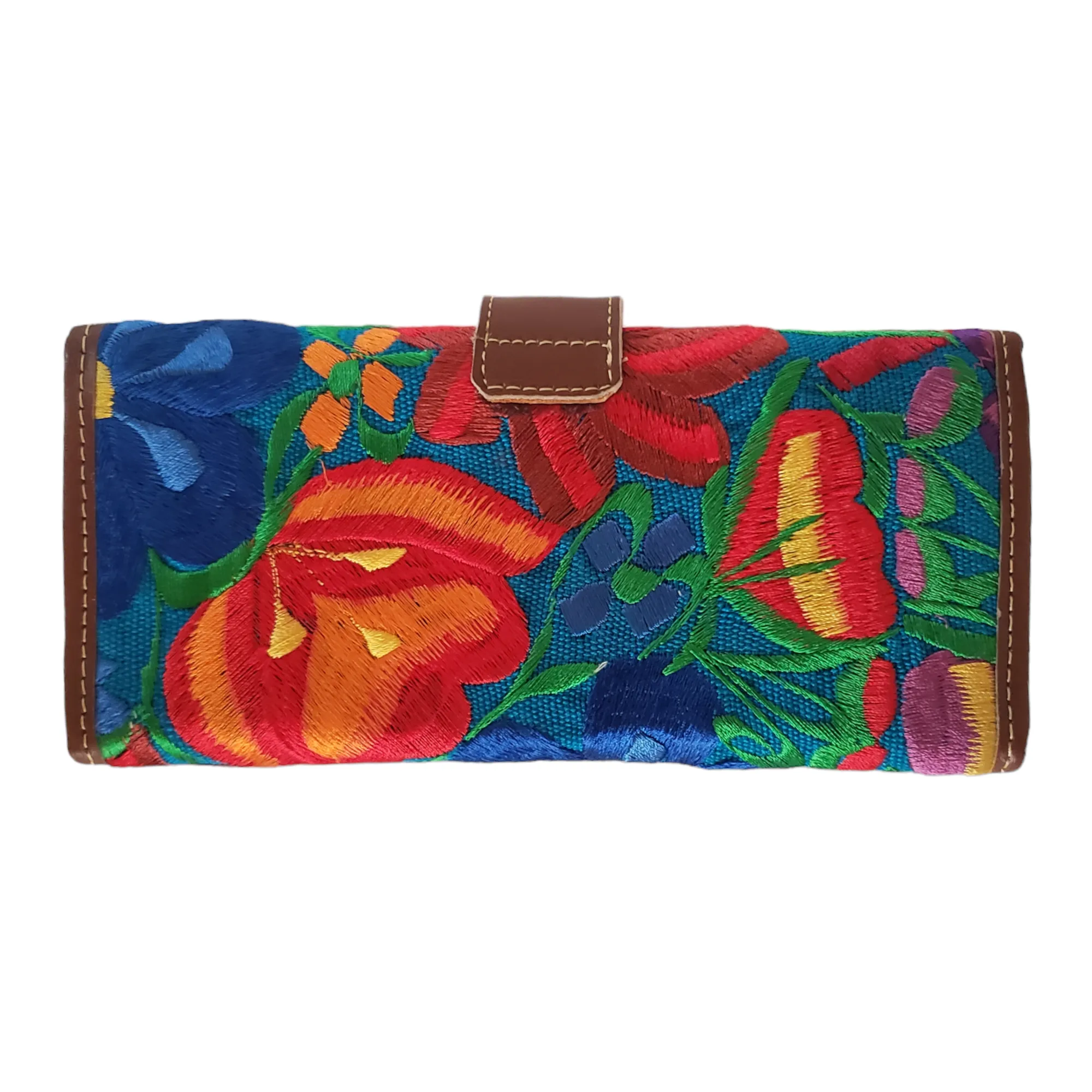 Handmade Embroidered Floral Wallet from Oaxaca