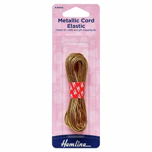 Hemline Metallic Cord Elastic - 1.3mm - Gold