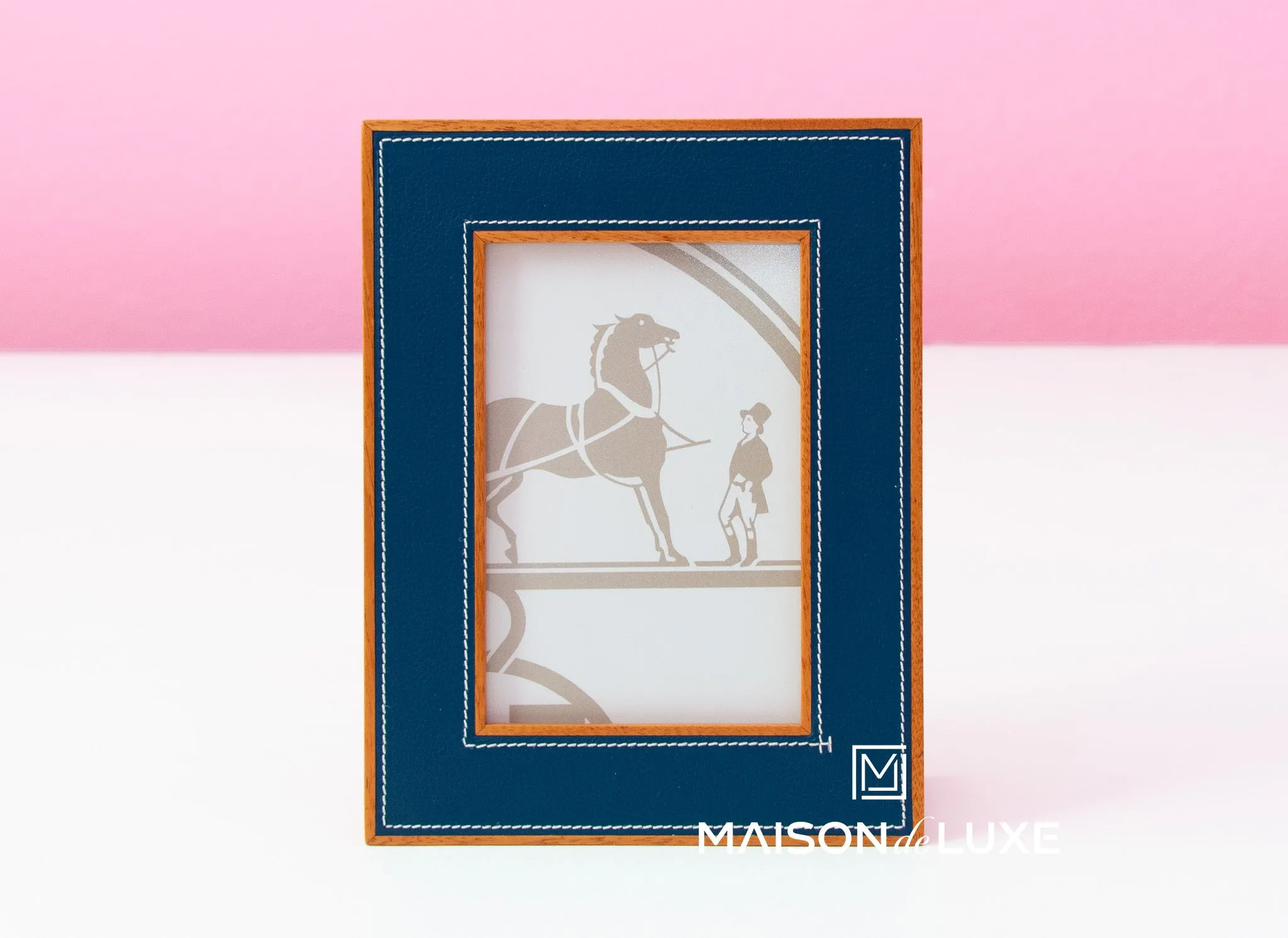 Hermes Classic Pleiade Blue Regate Leather Photo Frame