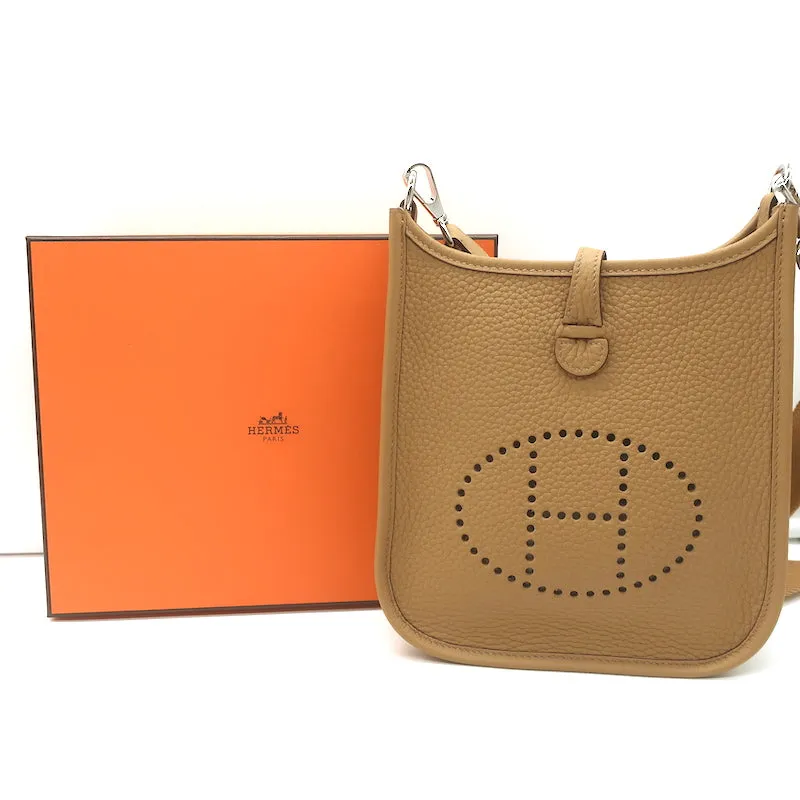Hermes Mini Evelyne 16 TPM Crossbody Bag Biscuit Clemence Leather NEW