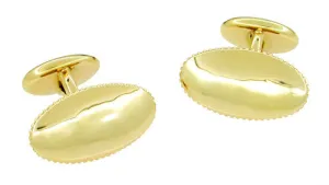 High Polish Oval Vintage Cufflinks in 14 Karat Gold
