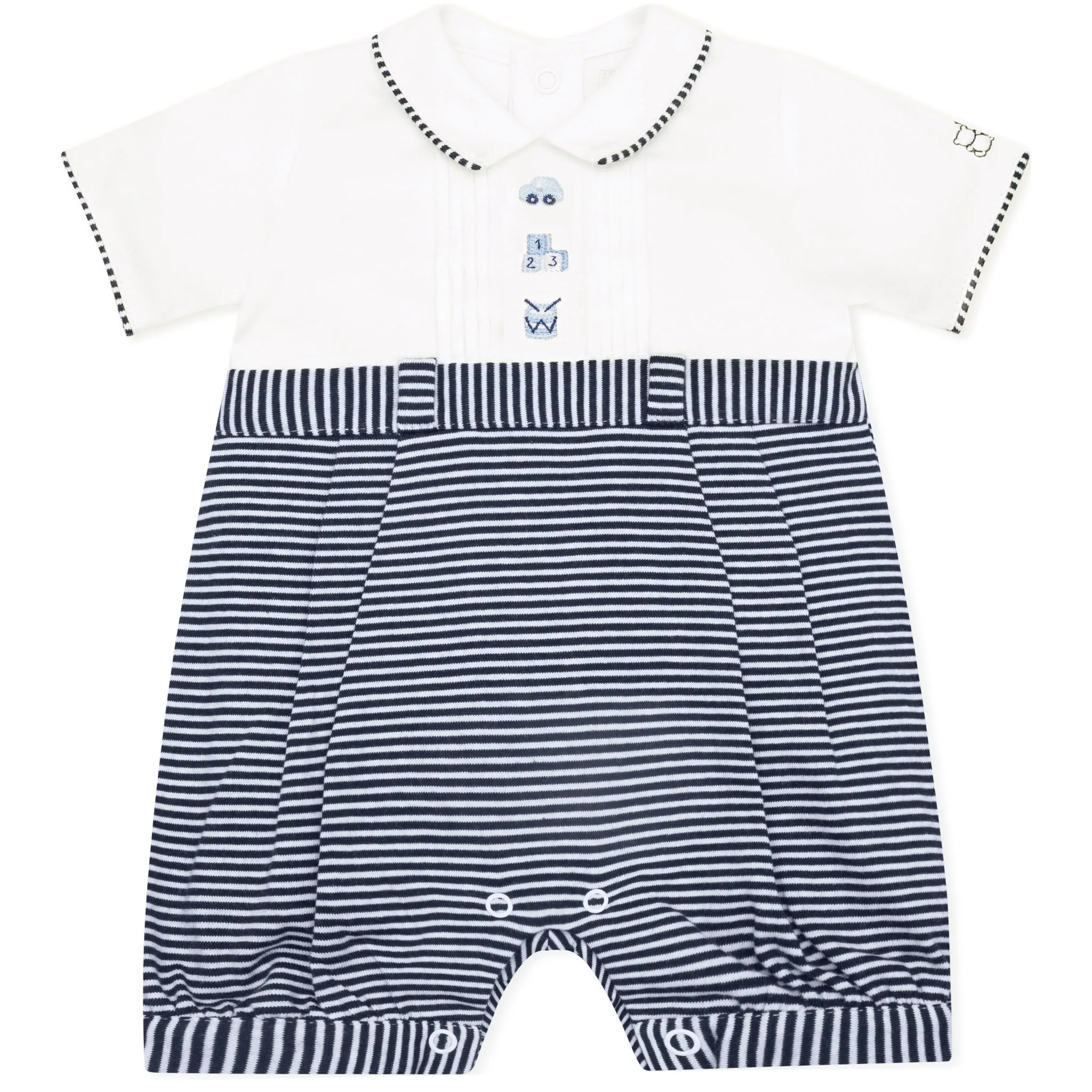 Jarvis Navy Boys Toy Embroidery Romper