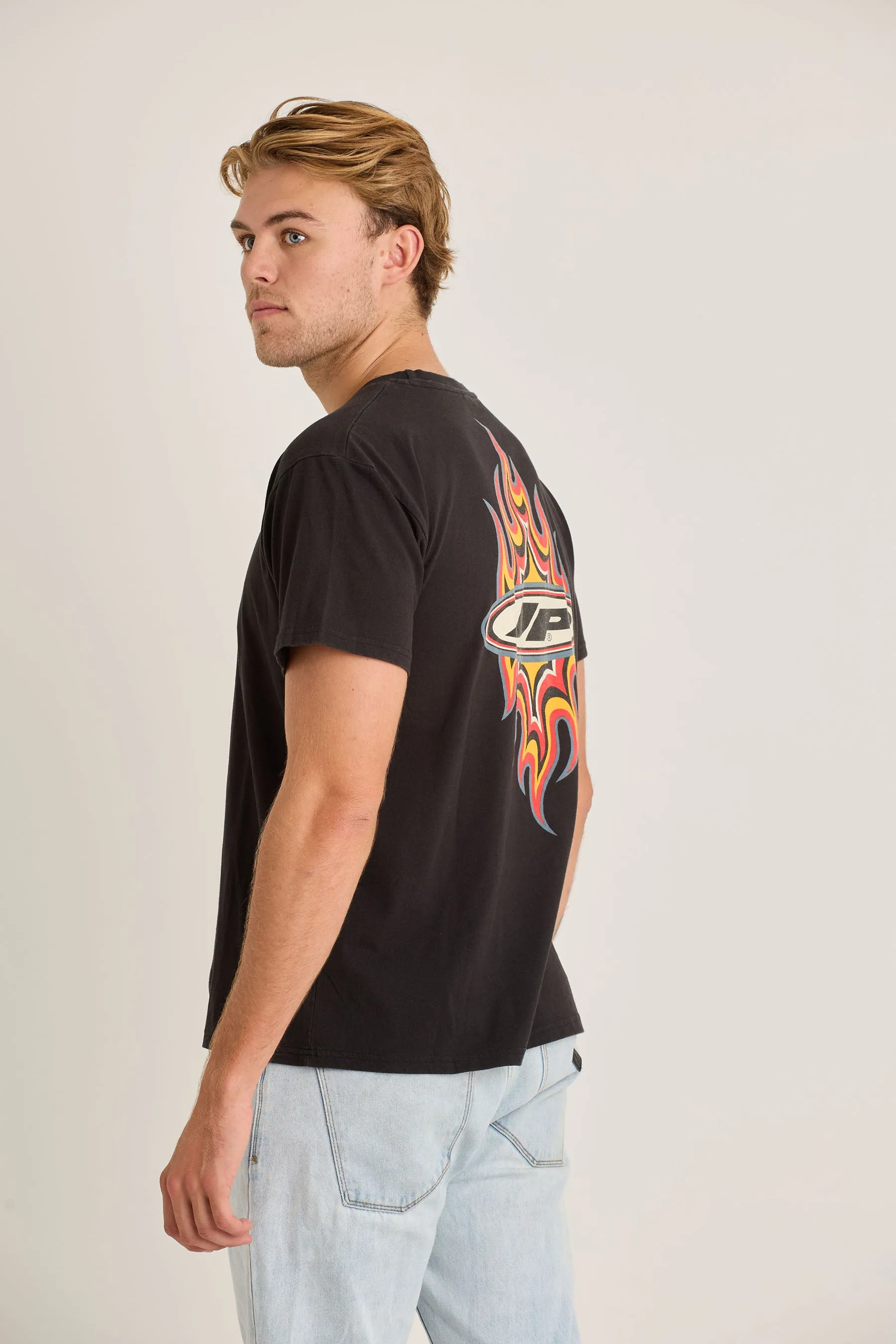 Jetpilot Flames Mens Tee - Black/Wash