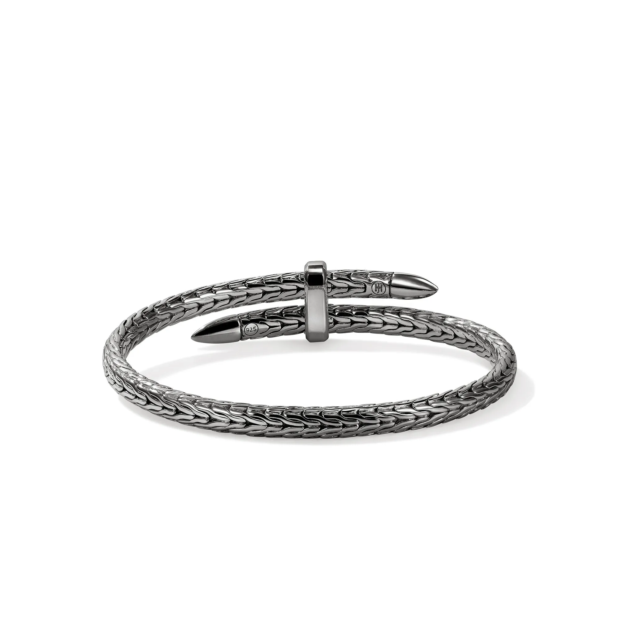John Hardy Spear Silver 5.5mm Flex Cuff with Black Rhodium