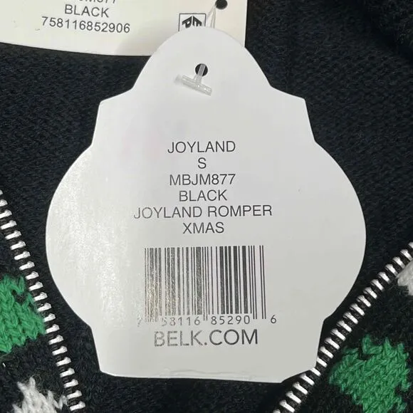 Joyland Christmas Romper Black Sweater Women Small Polar Bear Hooded Zip Up NWT