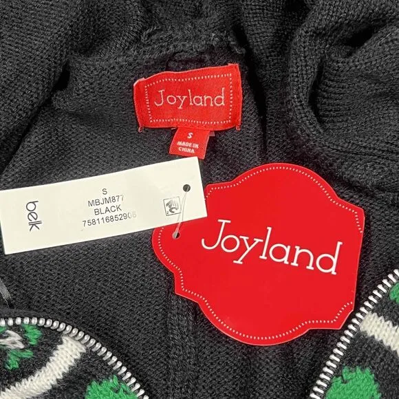 Joyland Christmas Romper Black Sweater Women Small Polar Bear Hooded Zip Up NWT