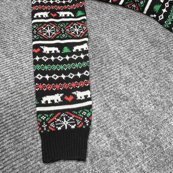 Joyland Christmas Romper Black Sweater Women Small Polar Bear Hooded Zip Up NWT