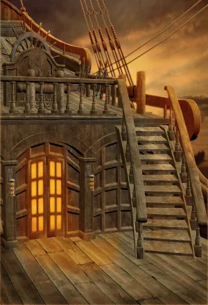 Kate Pirates Ship Halloween Photography Backdrop for Cosplay Theme studio