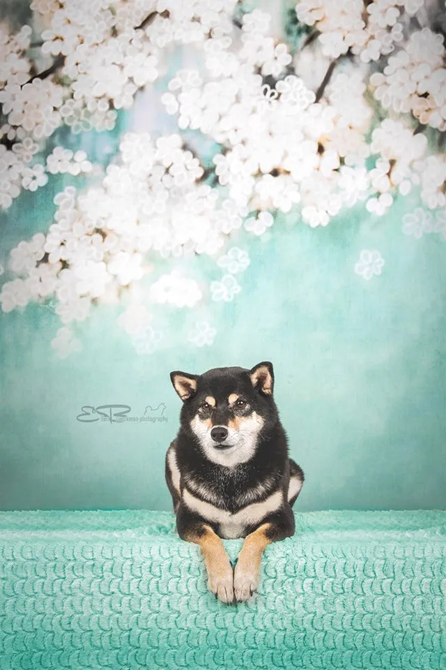 Kate Retro Green Background With Pink Flowers Backdrops for Children