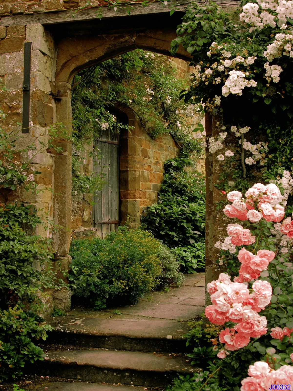Kate Spring Scenery Backdrop Pink Rose Brick Arch Door Background for Photographer Photo