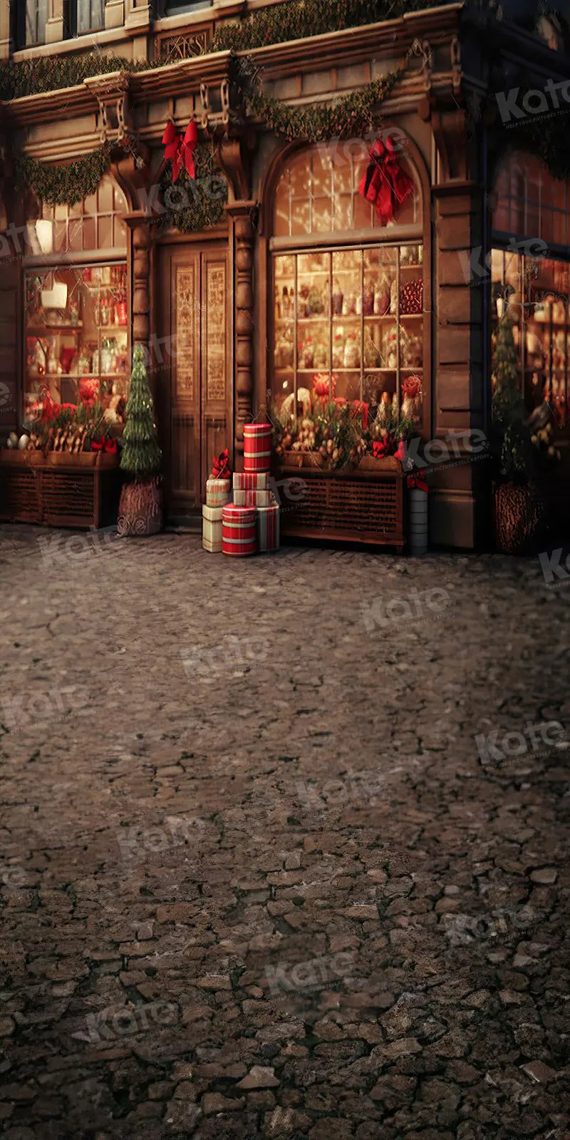 Kate Sweep Christmas Street Corner Backdrop for Photography