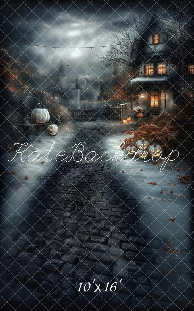 Kate Sweep Halloween House Pumpkin Lanterns Backdrop Designed by Lidia Redekopp