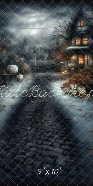 Kate Sweep Halloween House Pumpkin Lanterns Backdrop Designed by Lidia Redekopp