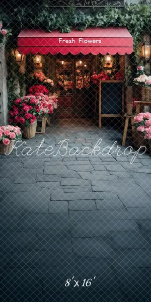 Kate Sweep Romantic Flower Shop Street Backdrop Designed by Patty Robert