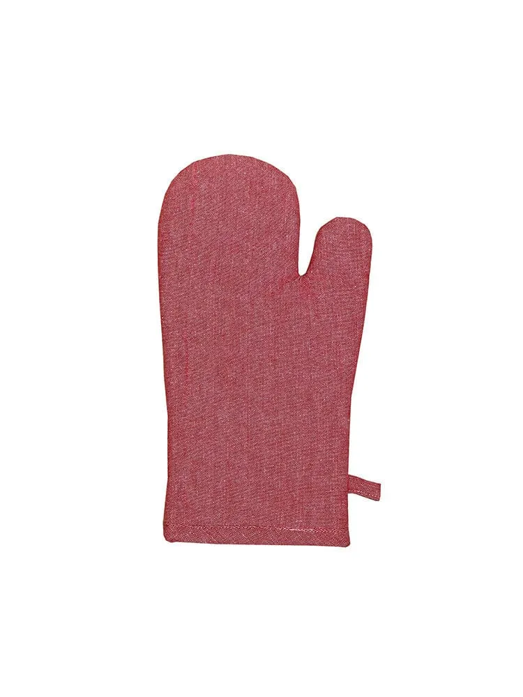 Linen House Revana Chambray Red Oven Glove 16x32 Mitt