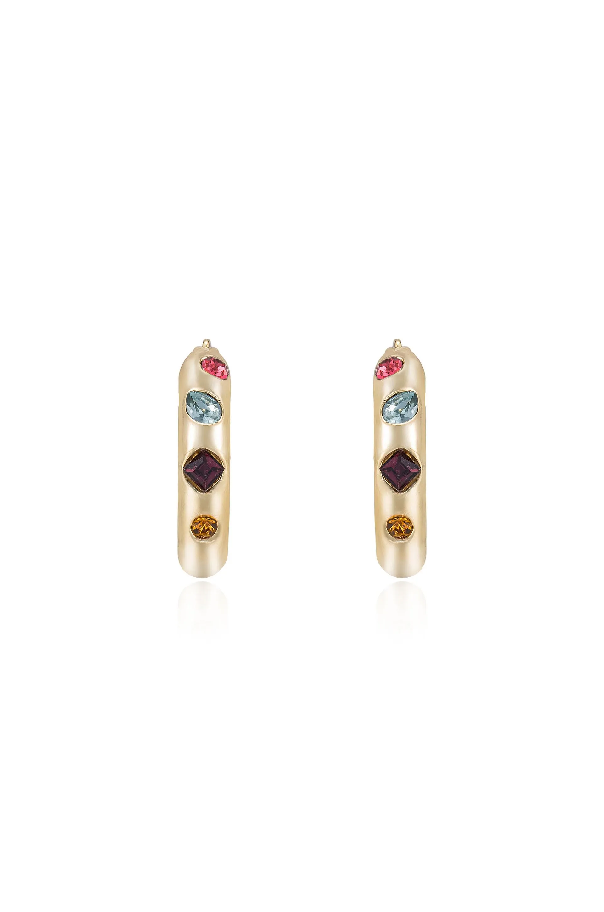 Lively Rainbow Crystal Hoop Earrings