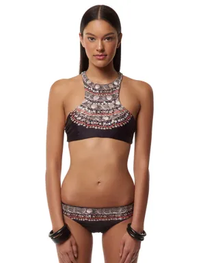 Mara Hoffman Necklace Racerback Top in Black