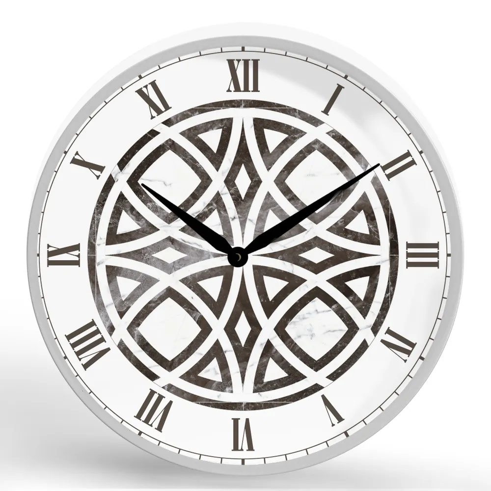 Marble <br>Round Framed Wall Clock 11.75"