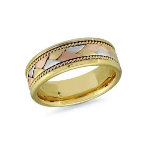Mardini 14K Yellow, White and Rose Gold Woven Mens Band