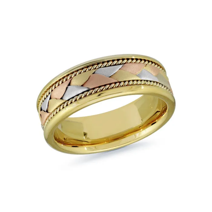 Mardini 14K Yellow, White and Rose Gold Woven Mens Band