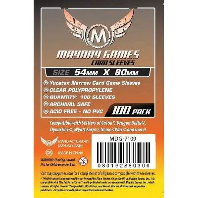 Mayday: Standard Soft Sleeves - Yucatan Narrow 54x80mm, Clear 100ct.