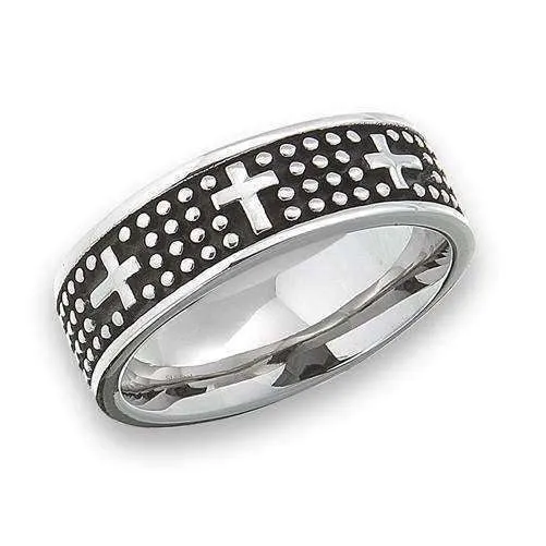 Men's Stainless Steel Cross Ring
