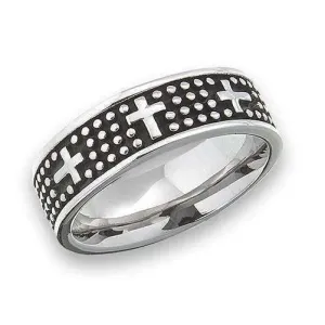 Men's Stainless Steel Cross Ring