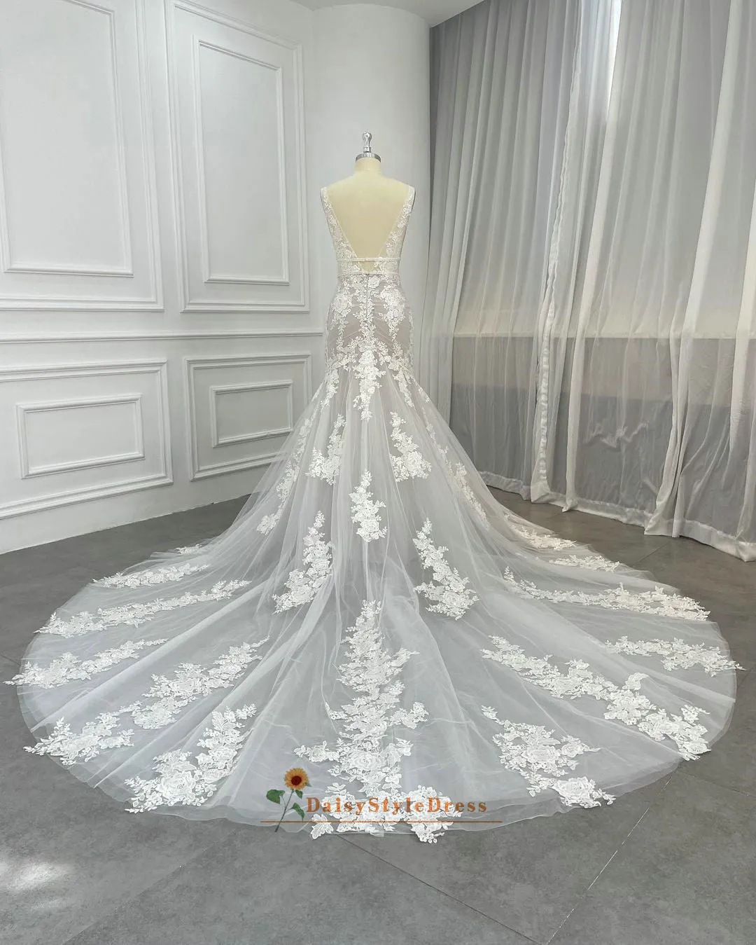 Mermaid Lace Colorful Wedding Dress
