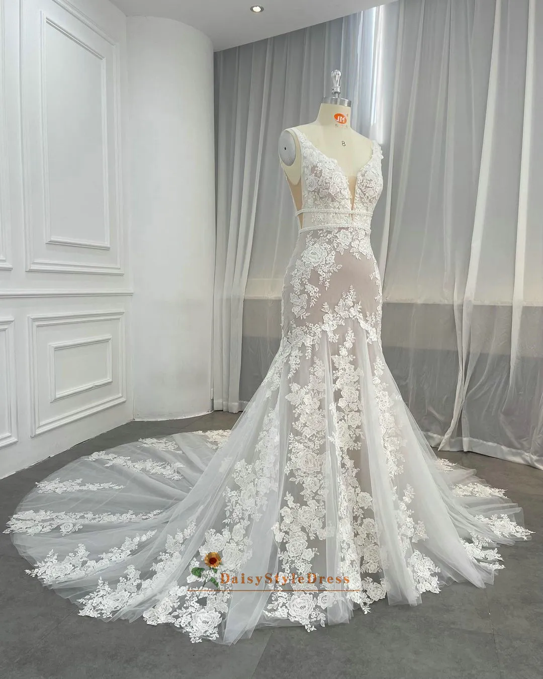Mermaid Lace Colorful Wedding Dress