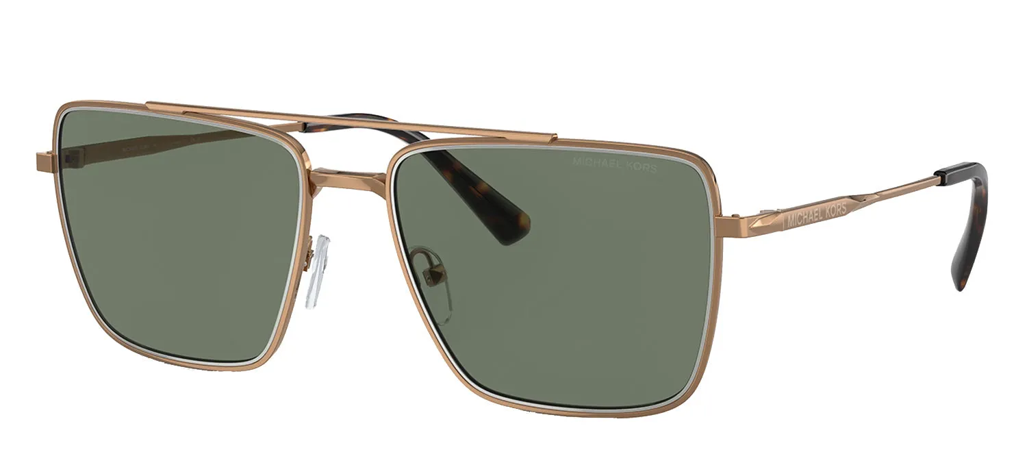 Michael Kors MK 1154 18993H Square Metal Gold Sunglasses with Green Lens