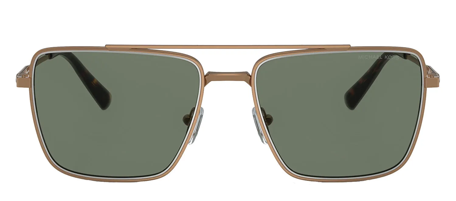 Michael Kors MK 1154 18993H Square Metal Gold Sunglasses with Green Lens