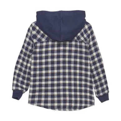 Minymo Boys Long Sleeve Hooded Check Shirt - Parisian Night