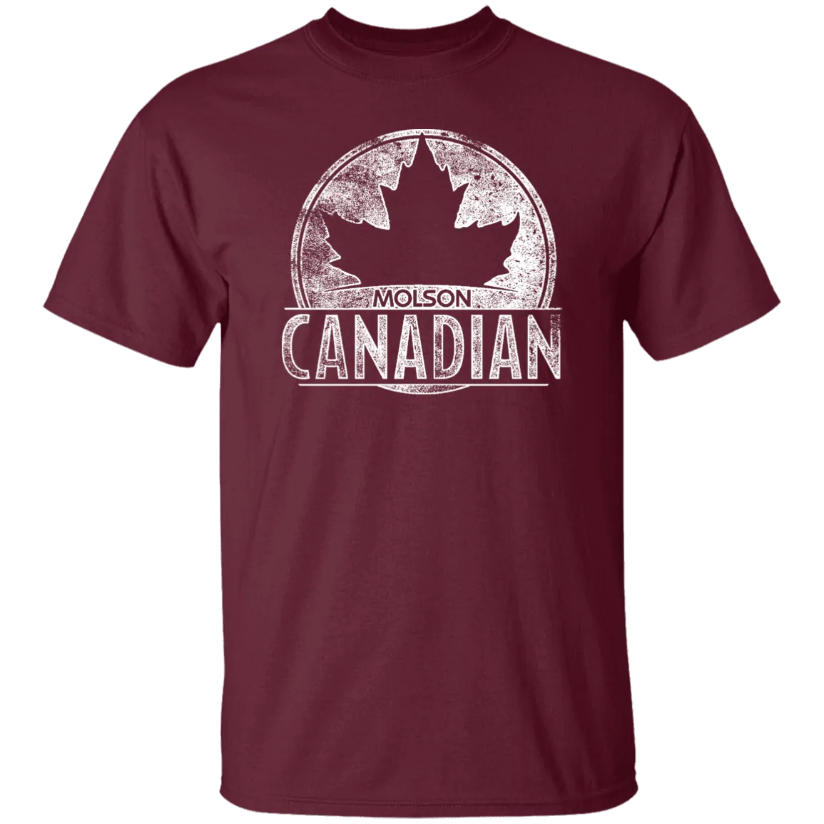 Molson Canadian Beer T-shirt Distressed Worn Label Pattern